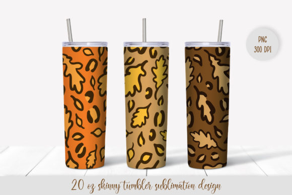 Fall Leaves Leopard Tumbler Sublimation