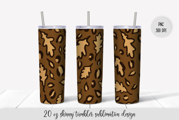 Fall Oak Leaves Leopard Tumbler Wrap
