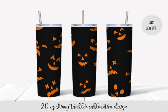 Halloween Pumpkin Faces Tumbler Wrap