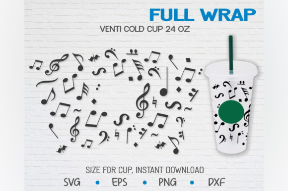 Music Notes, Venti Cold Cup 24 Oz