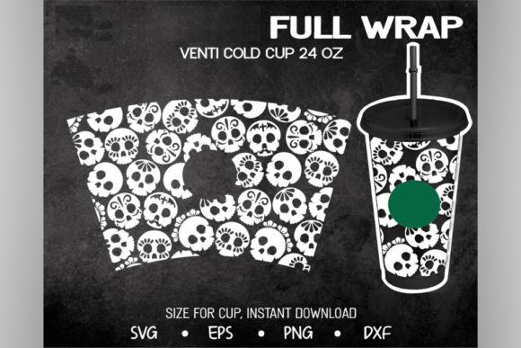 Skull Wrap, Venti Cold Cup 24 Oz