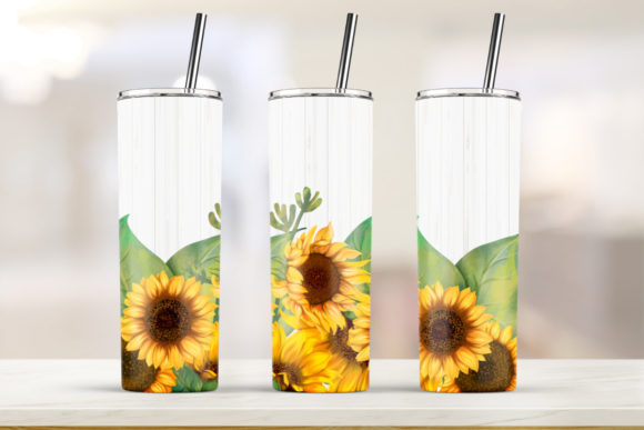 Sunflower White Wood Skinny Tumbler