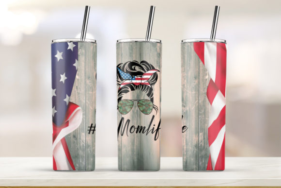USA Mom Life Tumbler 20oz Skinny