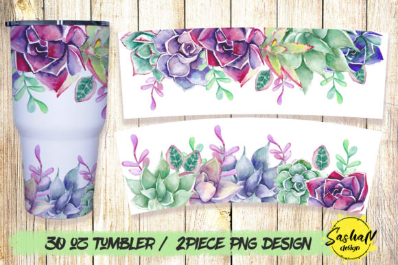 Watercolor Succulents 30 Oz Tumbler PNG